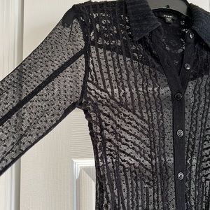 Guess sheer patterned button up blouse